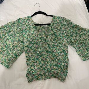 Haute Monde Green Floral Top